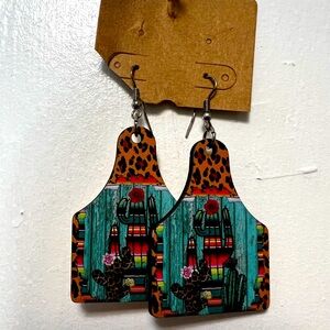Cow tag earrings